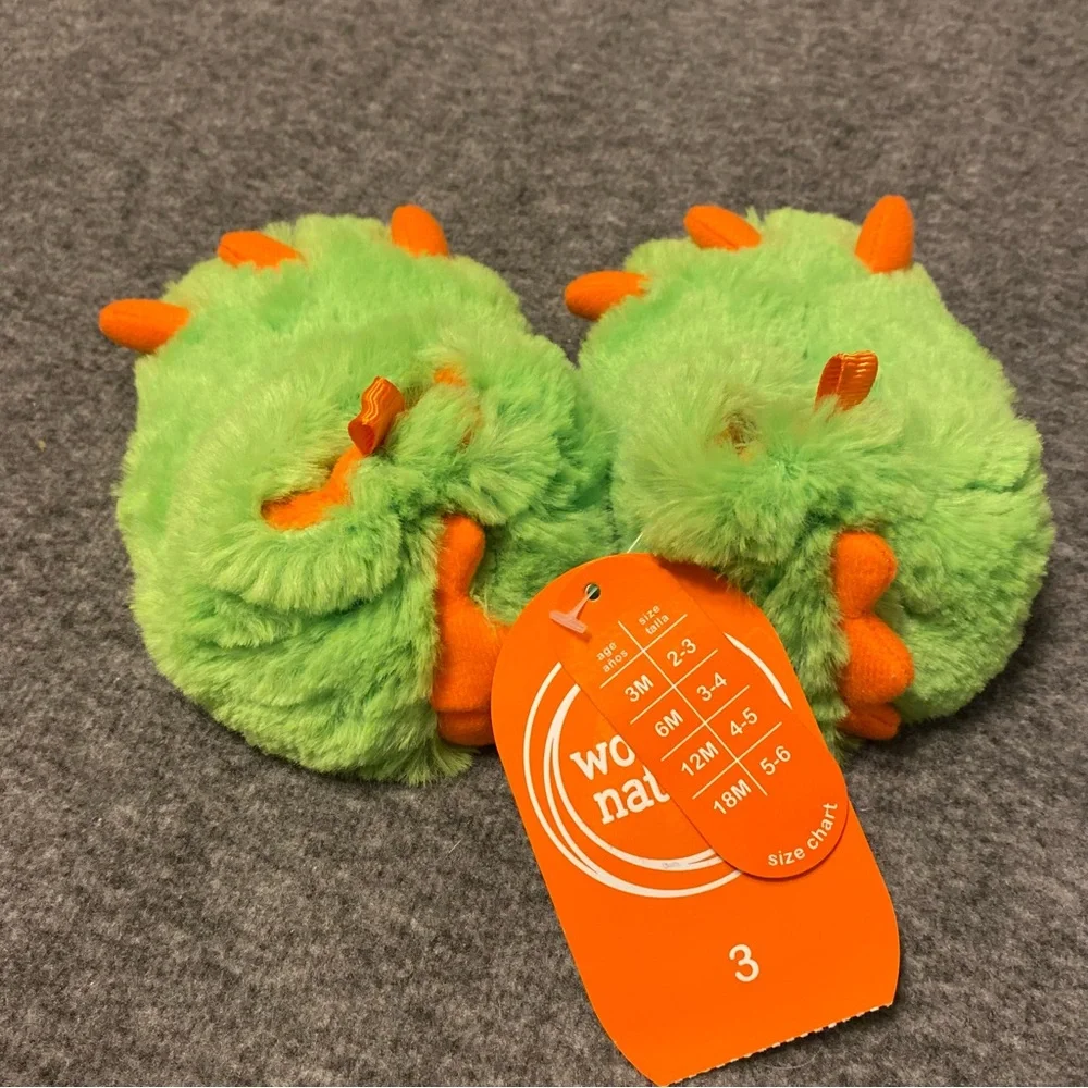 Green and Orange Monster Claw Slippers Childs Size 3‎ Wonder Nation Slip On New